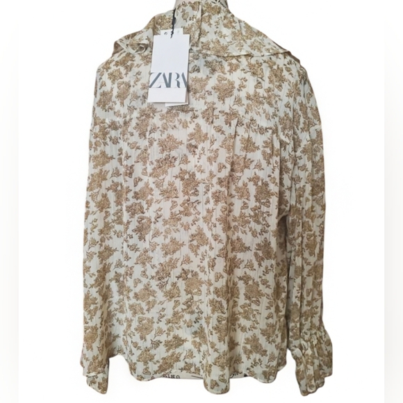 NEW Zara Sheer Floral Blouse - Picture 3 of 6